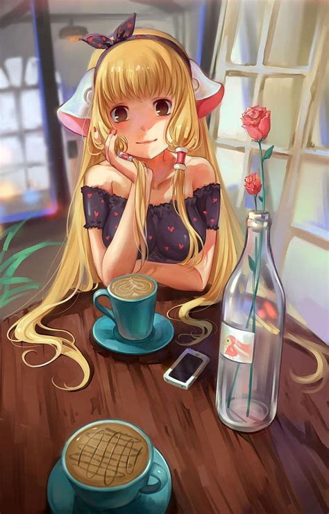Drinking Coffee Anime Girl Wallpapers Wallpaper Cave Vrogue Co