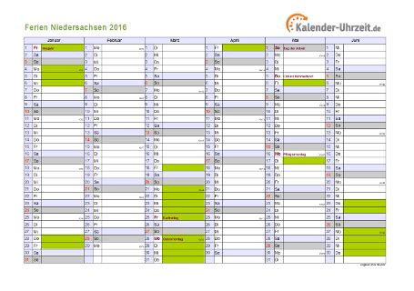 Ferien 2019 im deutschen bundesland niedersachsen Ferien Niedersachsen 2016 - Ferienkalender zum Ausdrucken