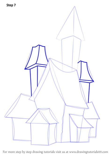 Step By Step How To Draw A Spooky Haunted House Drawingtutorials101