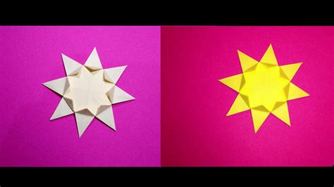 This puffy origami star is a beautiful decoration all year. Easy Origami Star 8 pointed. Christmas star and house ...
