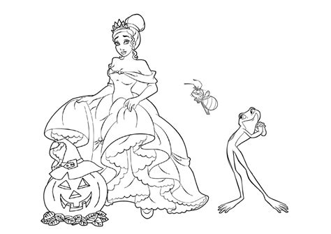 Disney Princess and the Frog Tiana Princess Coloring Pages Halloween