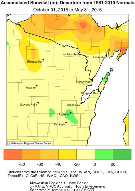 Final Northeast Wisconsin Snowfall Totals For The 2015 16 Winter Season