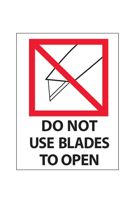 3 X 4 Do Not Use Blades To Open Knife Label 500 Per Roll