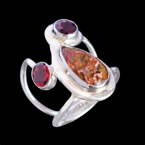 Mexican Fire Opal Ring Sterling Silver Ring Garnet Natural Etsy