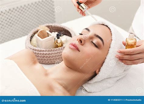 Woman Getting Professional Facial Massage At Spa Stock Image Image Of