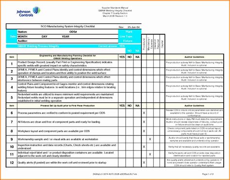 Qc Checklist Template Excel