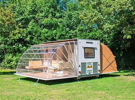 incredible folding camping trailer expands to triple its size with fold out awnings mobile