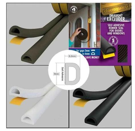 Stormguard Epdm Rubber Seal D Profile Self Adhesive Draught Excluder 5m