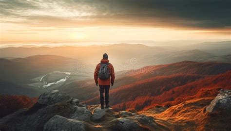 Men Hiking Mountain Peak Nature Adventure Success Generated By Ai