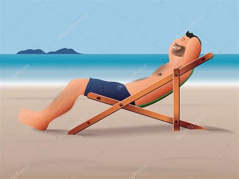 Hombre Relajante En La Playa Vector Gr Fico Vectorial Pablofdezr Imagen