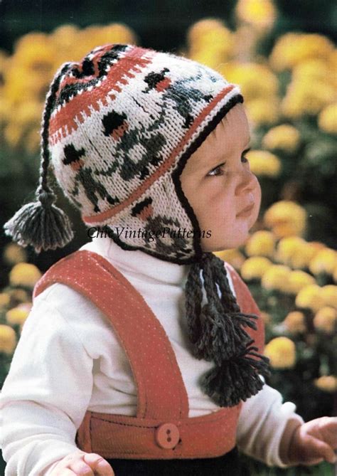 Babies Hat Knitting Pattern S Fair Isle Helmet Hat Digital