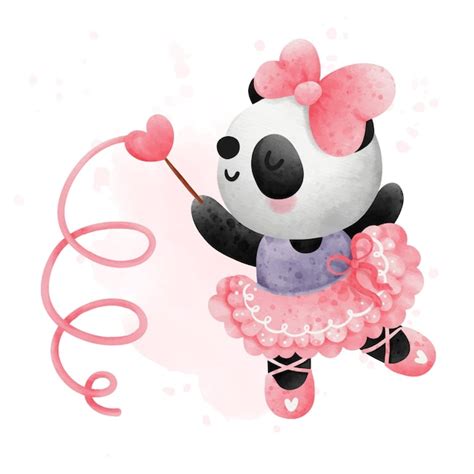 Premium Vector Ballerina Panda Dancing Panda Watercolor Vector