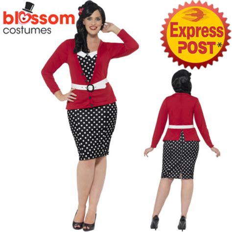 Ca285 Curves 50 S Pin Up Costume Dress Up Rock And Roll Polka Dot Vintage Retro Ebay