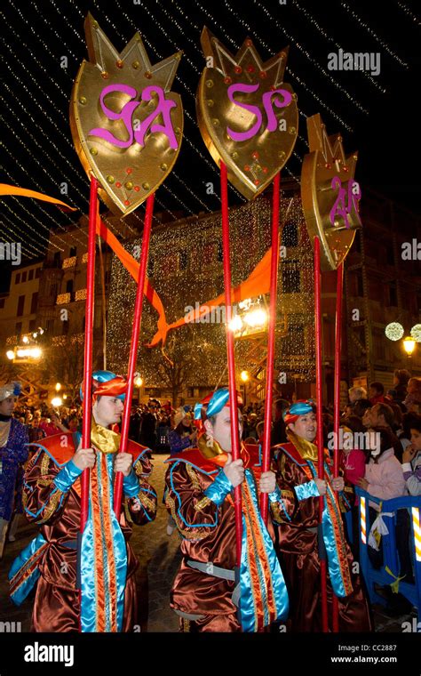 Three Kings Arriving The 5th January Los Reyes Street Parade Fiesta
