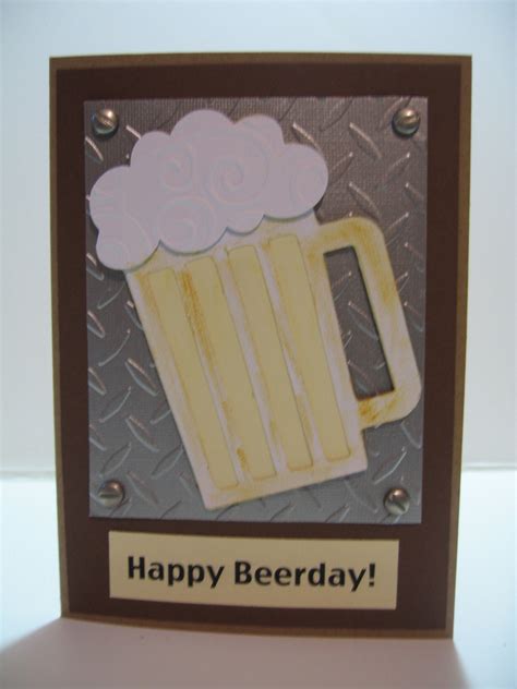 Handmade Birthday Cards for Guys Beer Metal Look Happy