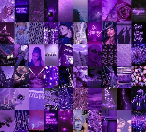 Boujee Purple Aesthetic Wall Collage Kit Neon Purple Wall Collage Kit