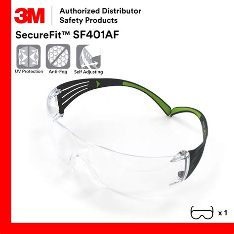 3m sf401af securefit lightest safety eyewear safety glasses anti fog [clear lens black and lime