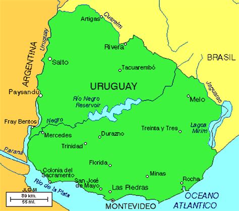 It is bordered by the nations of brazil and argentina, as well as by the uruguay river, the river plate (río de la plata) estuary, and the south atlantic ocean. Uruguai Mapa Cidades