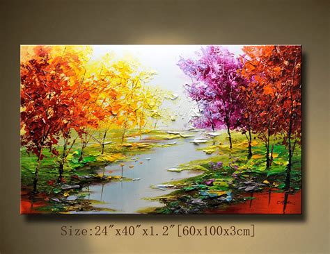 Contemporary Wall Artpalette Knife Paintingcolorful Landscape