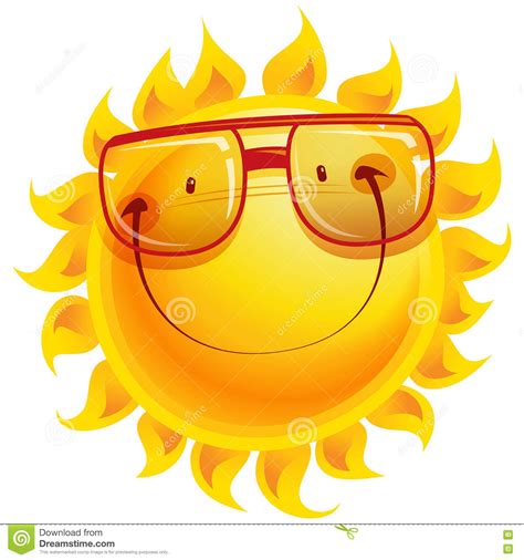Happy Yellow Happy Smiling Shinny Sun Cartoon Character With Sun Stock