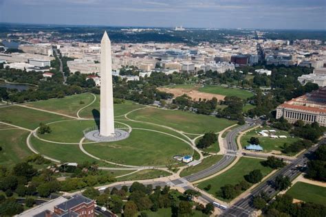 Aerial View Of Washington Monument And White House Washington Dc