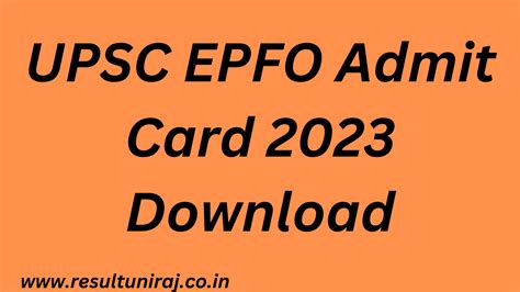 UPSC EPFO Admit Card Download EO AO APEC Release Direct Link