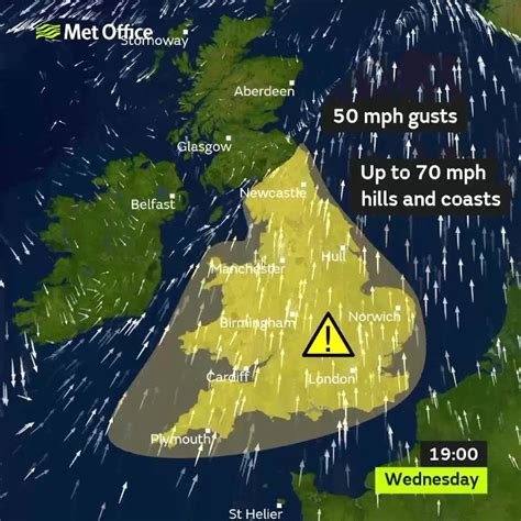 Weather Forecast Is Storm Caroline Coming Met Office Issues Yellow Warning For Wind As Gusts