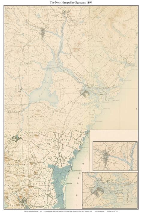 New Hampshire Seacoast 1894 Usgs Old Topo Map Custom