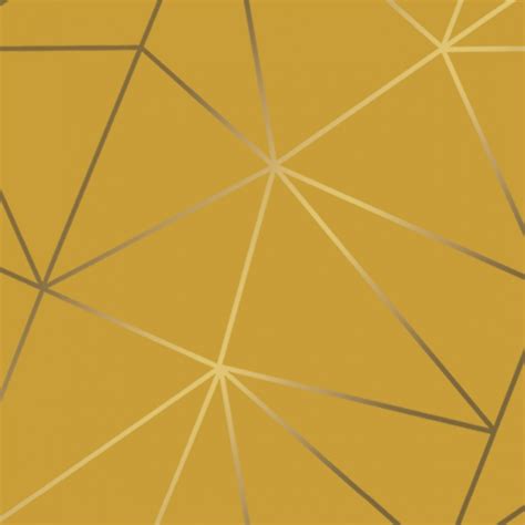 Zara Shimmer Metallic Geometric Wallpaper In Mustard And Gold I Love