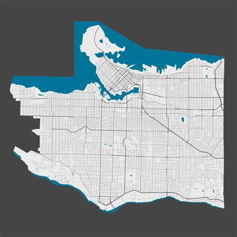 Detailed Map Of Vancouver City Cityscape Royalty Free Vector