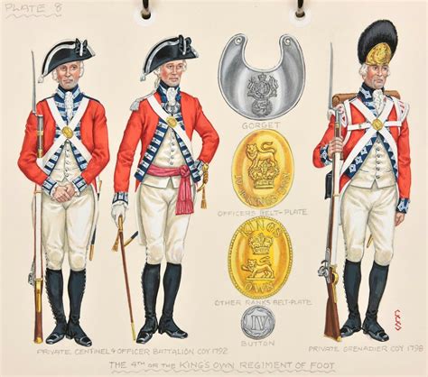 The 4th Regiment Of Foot Soldiers And Officers In The 18th Century