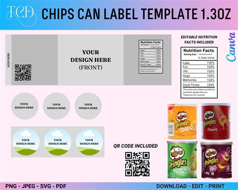 Pringles Can Label Template Pringles Label Template 13 Oz Etsy Schweiz