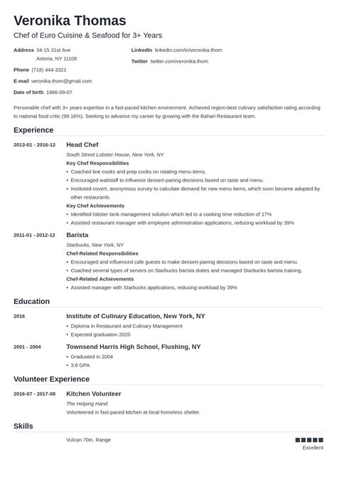 Chef Resume Examples Template And Essential Skills