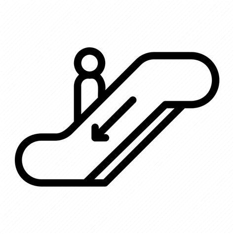 Escalator Down Sign Stairs Stair Signaling Mechanic Icon