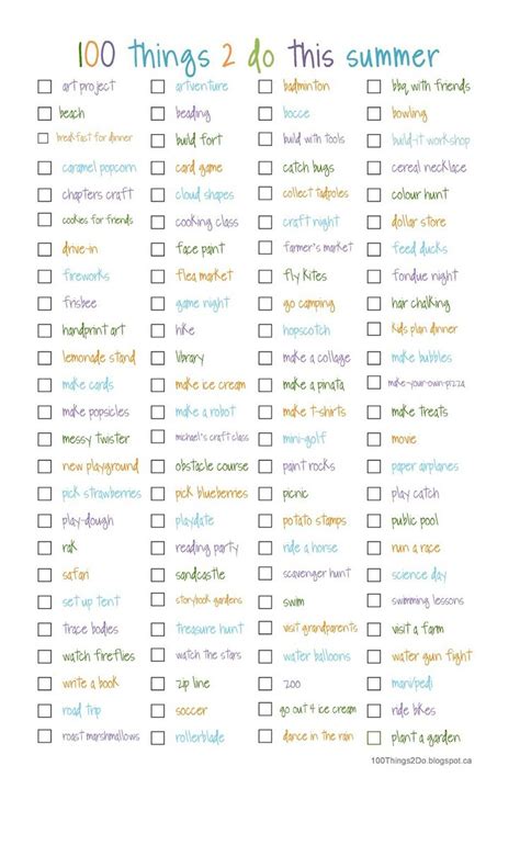 100 Things 2 Do 100 Things To Do This Summer Summer Bucket List For