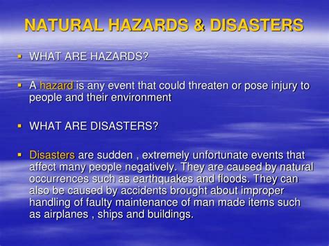 PPT NATURAL HAZARDS DISASTERS PowerPoint Presentation Free