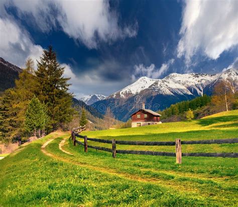 Beautiful Spring Landscape In Swiss Alps Stock Image Image Of