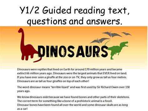 year 1 2 guided reading dinosaurs
