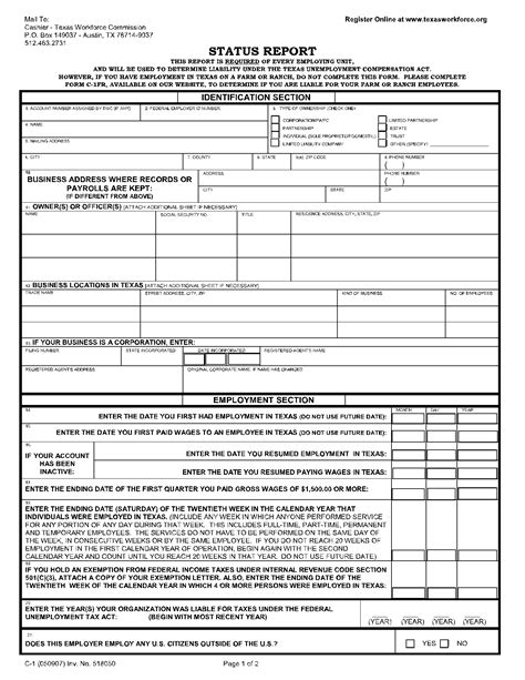 Fill And Download Texas Workforce Unemployment Twc Login Form