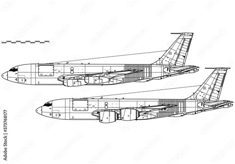 Boeing Kc 135 Stratotanker Vector Drawing Of Aerial Refuelling And