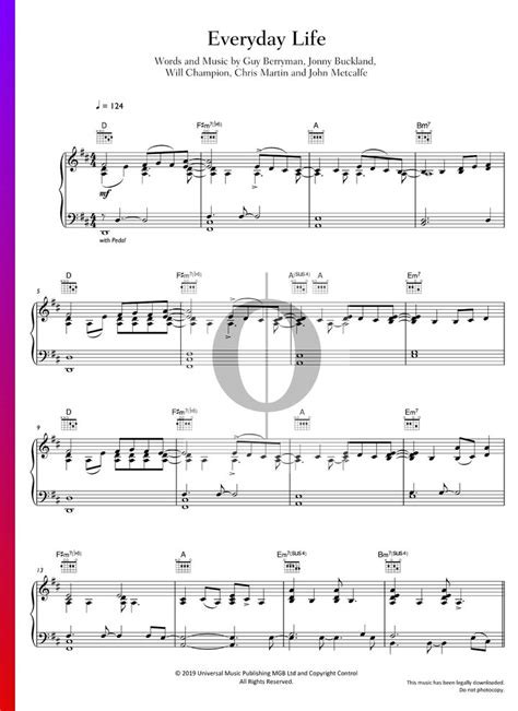 Everyday Life Coldplay Piano Sheet Music Oktav