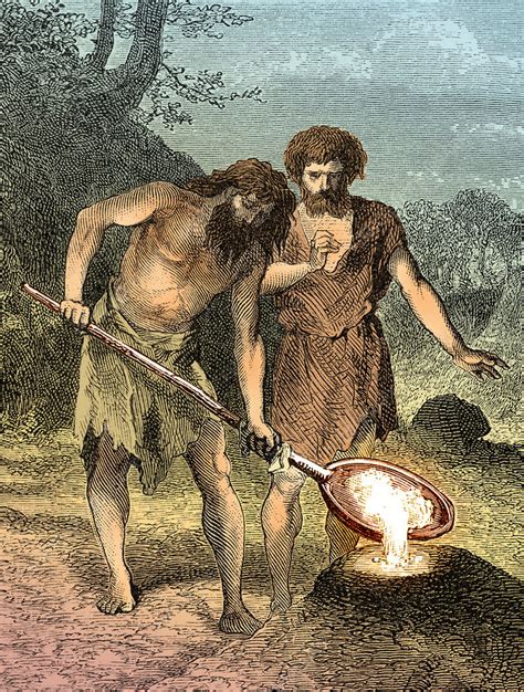 Prehistoric Man Bronze Age Smelting Stock Image C0528371