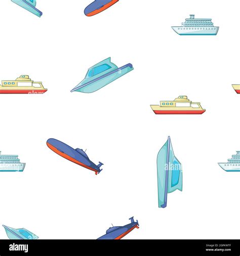 Boats And Ships Pattern Cartoon Style Stock Vector Image And Art Alamy