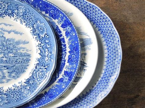 Mismatched Blue And White Salad Plates Set Of 4 Dessert Plates Etsy