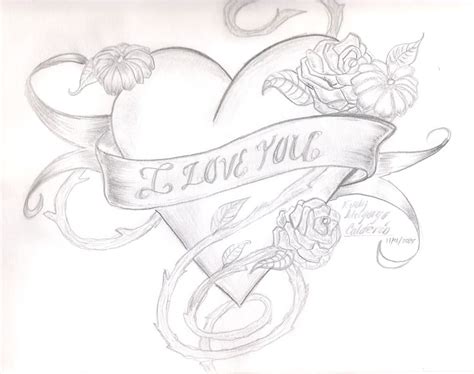 Drawings Of Hearts And Roses I Love You Drawings Cool Heart Drawings