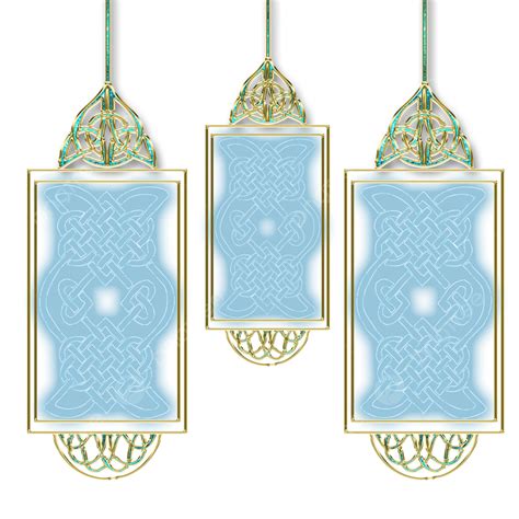 Ramdan Lantern Hd Transparent Gold And Blue Desgin Decorative Ramdan