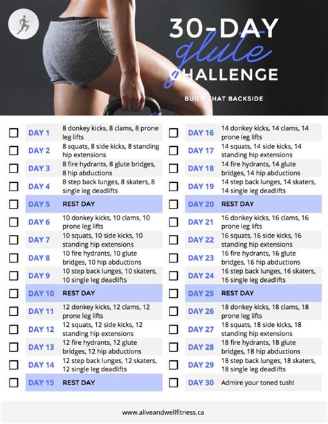 30 Day Glute Challenge Glute Challenge Workout Challenge 30 Workout Challenge