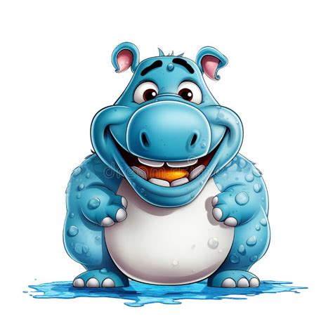 Cartoon Hippo Hippopotamus Mascot With Smiley Face Stock Illustration