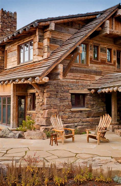 Exterior Stone 211 House In The Woods Log Homes Log Cabin Homes