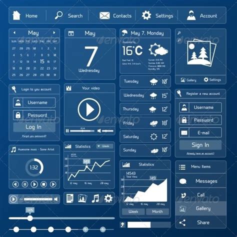 Flat User Interface Design Template Page Menu And Layout Vector